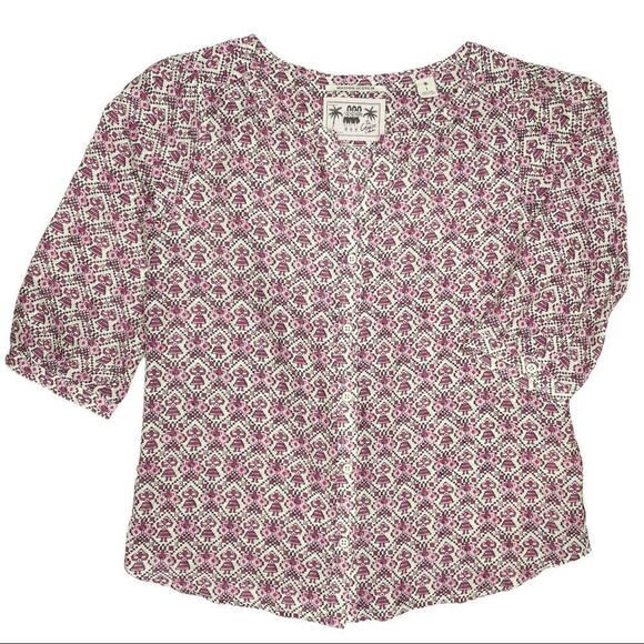 Maison Scotch Soda Cruise Collection Pink Tiki Silk Blend Top Size 1 Small - Picture 1 of 8
